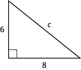 脚に6と8、斜辺にcと記された直角三角形。