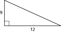 脚に9と12と記された直角三角形。