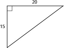 脚に15と20と記された直角三角形。