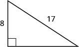 一方の脚に8、斜辺に17と記された直角三角形。