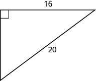 一方の脚に16、斜辺に20と記された直角三角形。