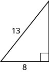 一方の脚に8、斜辺に13と記された直角三角形。