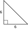 両方の脚に6と記された直角三角形。