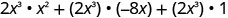 2x³×x²＋2x³×(−8x)＋2x³×1。