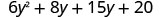 6y²＋8y＋15y＋20。