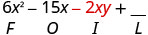 6x²−15x−2xy＋空欄。−2xyの下にIがある。