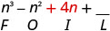 n³−n²＋4n＋空欄。4nの下にIがある。