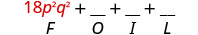 18p²q²＋空欄＋空欄＋空欄。18p²q²の下にFがある。