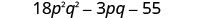 18p²q²−33pq＋30pq−55。
