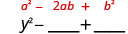 y²−空欄＋空欄。その上に一般形a²＋2ab＋b²がある。