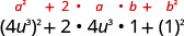 (4u³)²＋2×4u³×1＋1²。その上に一般形a²＋2×a×b＋b²がある。