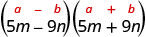 5m−9nと5m＋9n。上に一般形(a＋b)(a−b)がある。