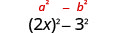 2xの2乗−3²。上に一般形a²−b²がある。