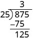 875の5を12の横に下ろして、125とする。